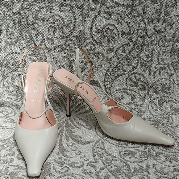 Prada Shoes - Authentic PRADA Cream Slingback Heels sz 38